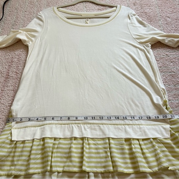 Matilda Jane Cream Long Sleeve Tee With Cream and Green Ruffle Hem Size Large - Picture 8 of 11